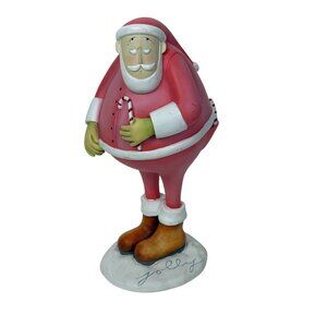 Long-Legged Jolly Santa Figurine Pink Suit with Candy Canes Holiday Christmas De